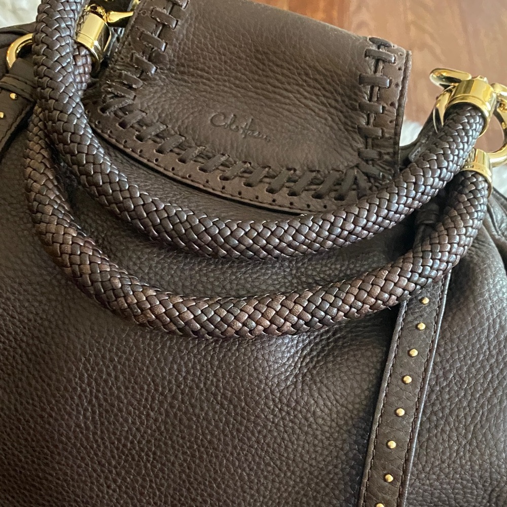 COLE HAAN Collection C06 Gorgeous Brown Leather Handbag, braided strap - Picture 6 of 16